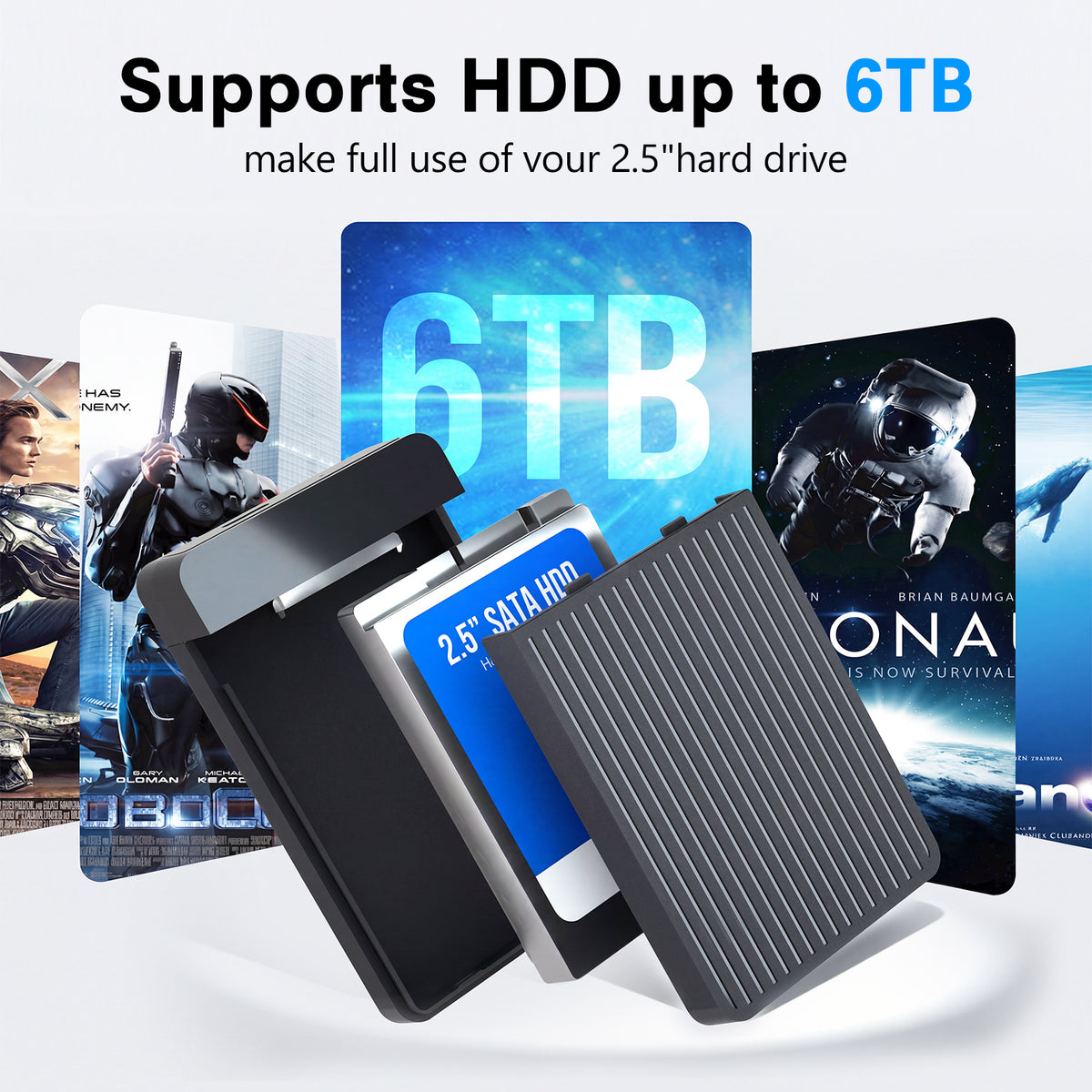 Atzeste 2.5" Hard Drive Enclosure USB 3.1 to SATA III Adapter, 5Gbps External SSD HDD Enclosure for 2.5 Inch SATA SSD & HDD 7mm/9.5mm, with UASP Compatible with Windows, Mac, Linux
