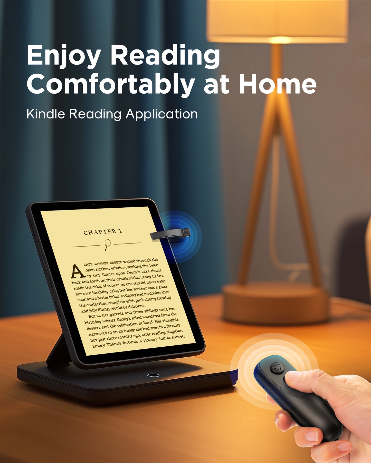 Atzeste RF Remote Control Page Turner for Kindle, Kindle Paperwhite Tablets eReaders, Camera Shutter, Reading and Selfies, Ideal Kindle Accessory, Compatible with iPhone Android Tablets, Black