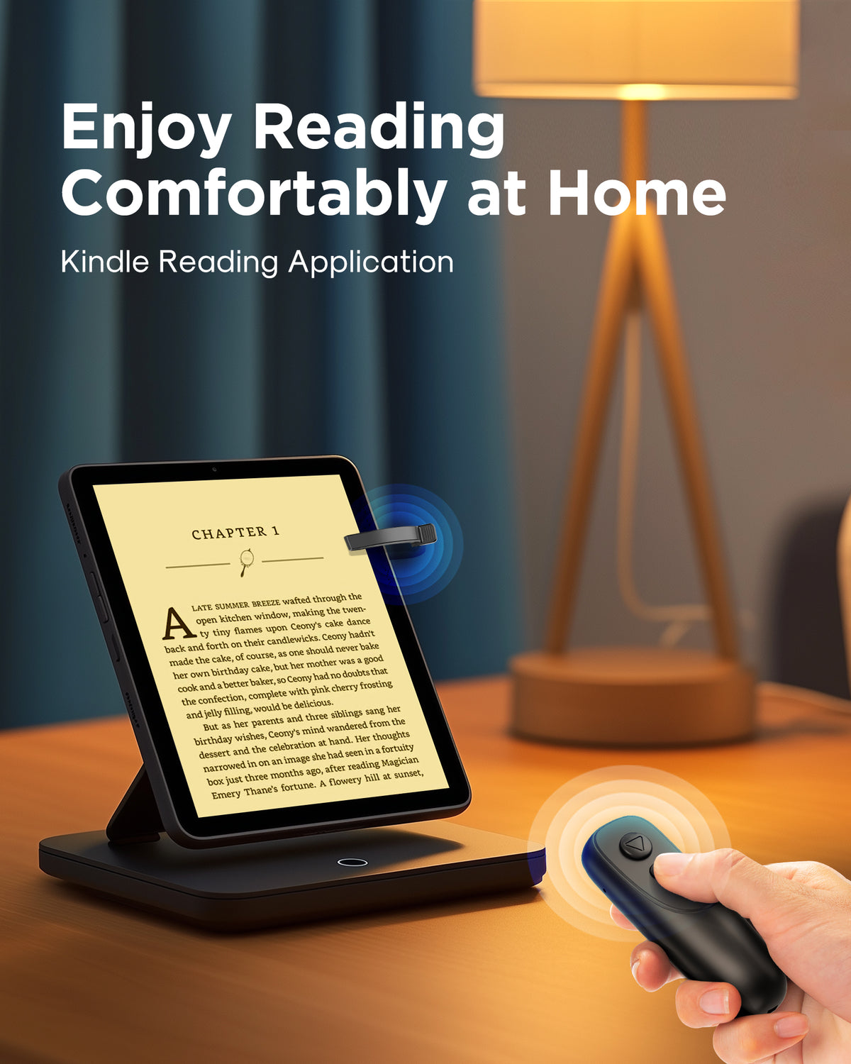 Atzeste RF Remote Page Turner Remote for Kindle, Ereaders, Compatible with Kindle Paperwhite, iPhone, Android Tablets, Black