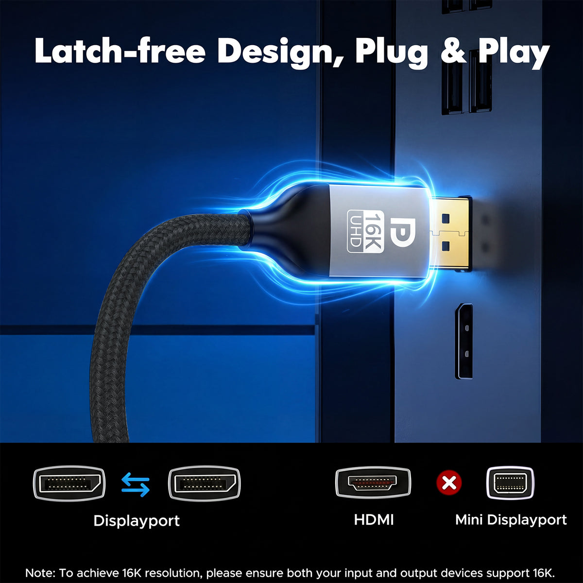 Atzeste 9.84FT DisplayPort 2.1 Cable, 16K@60Hz Ultra High Speed DP Cable, 80Gbps, 8K@60Hz 4K@240Hz Support, HDR DSC G-Sync FreeSync Compatible with PC, Gaming Monitor, RTX Graphics Cards