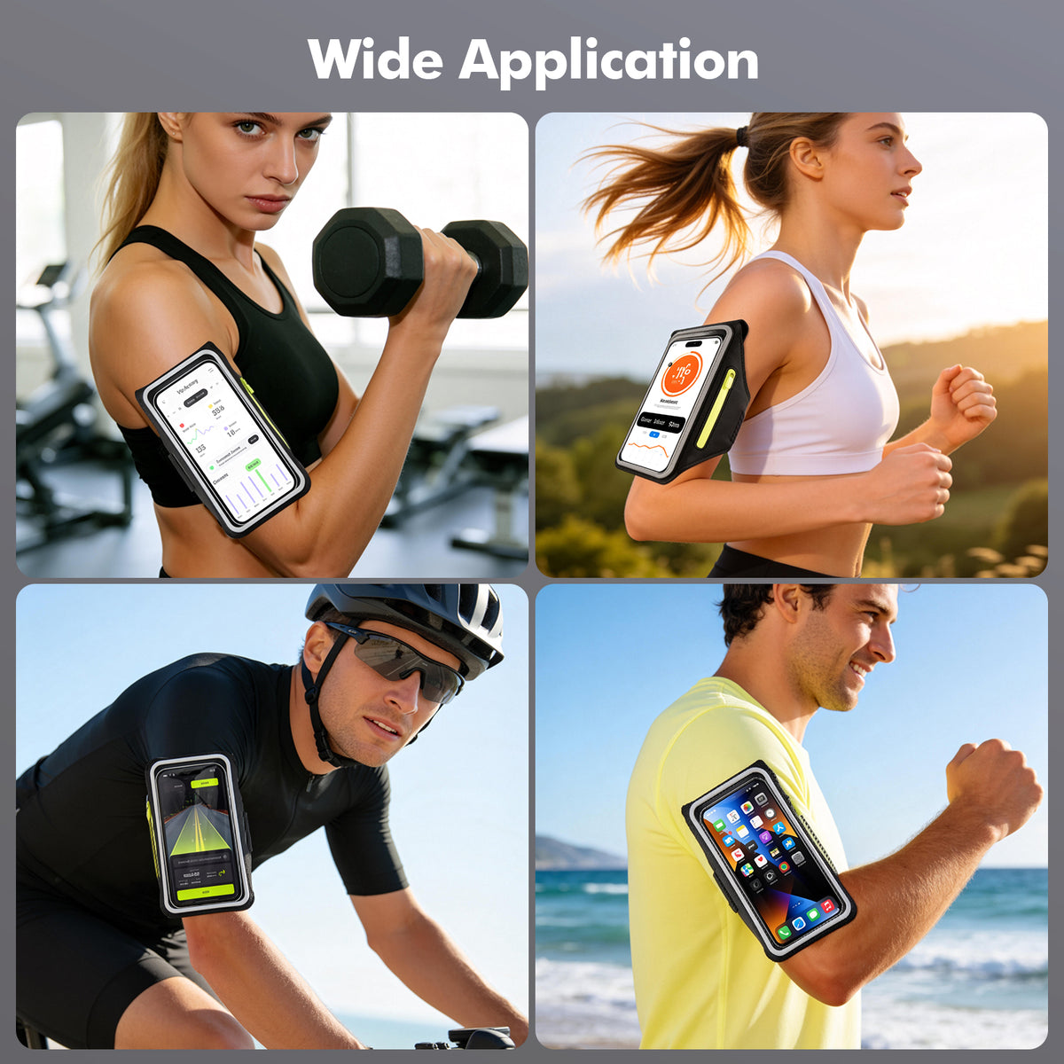 Atzeste Cell Phone Running Armband with Earphone Bag, Sweatproof Arm Band Phone Holder, Fits 6.9" Phones Compatible with iPhone 17 16 15 14 13 12 Pro Max/Plus/XR/XS, Galaxy S25-S22