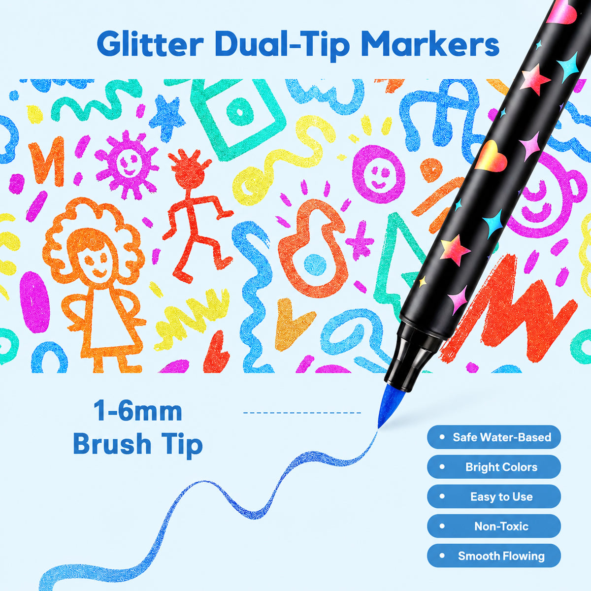 Atzeste 96 Colors Double Line Outline Markers, Self Outlining Glitter Pens Adult Coloring Gel Sparkle Outliner Shimmer, Teen Gifts Drawing Art Supplies Craft Cool Fun Magic Stuff