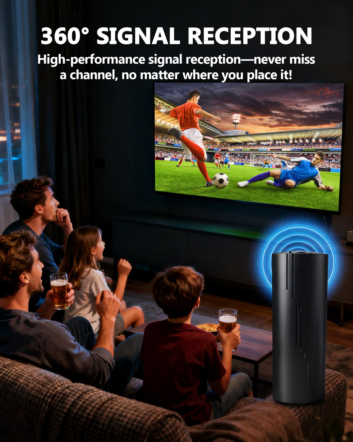 2025 Upgraded TV Antenna for Smart TV, Digital Indoor/Outdoor HD TV Antennas for Free Channels, 2200+ Miles Long Reception Range, Amplified Signal Booster, Support 4K 1080p