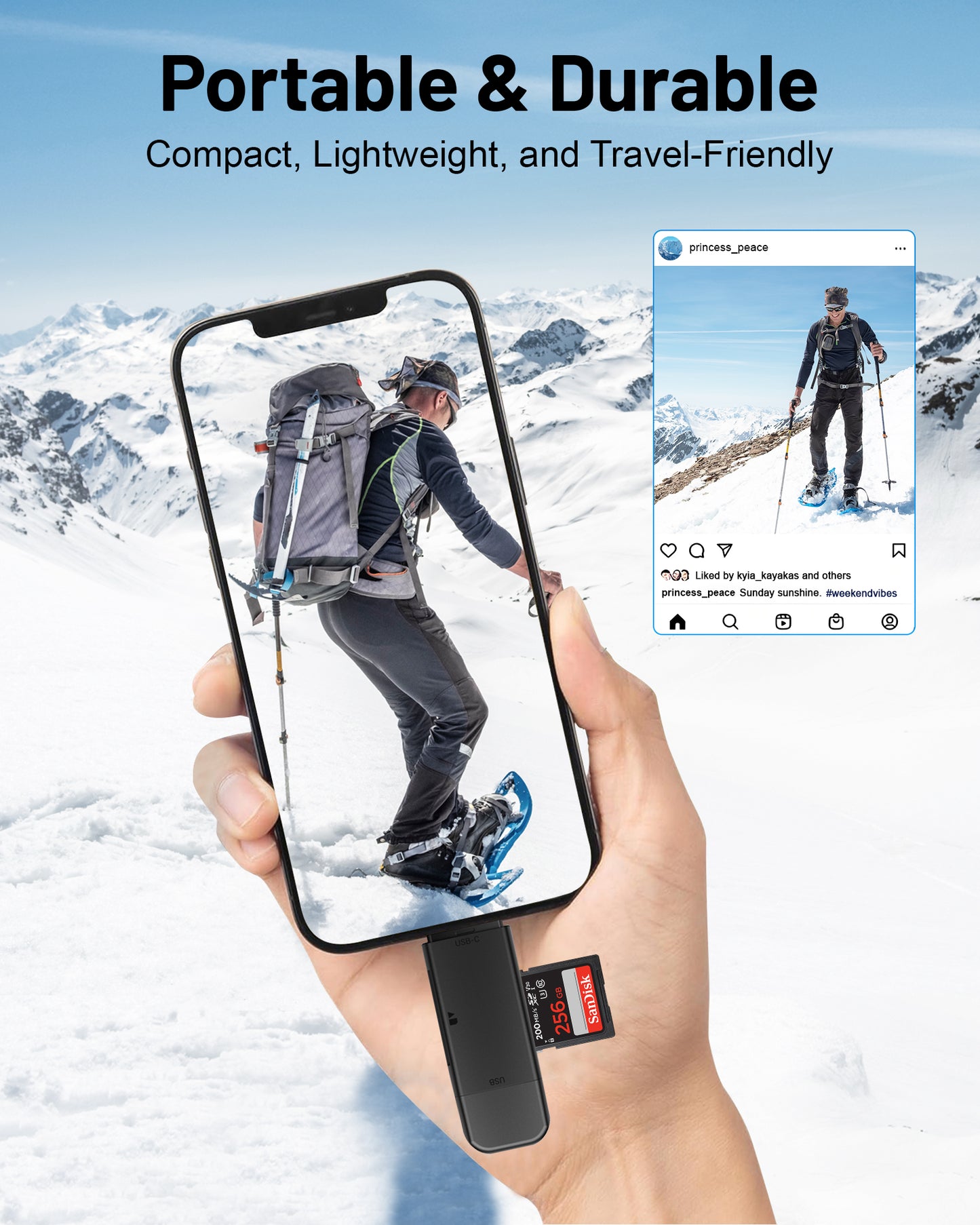 Atzeste 2-in-1 SD Card Reader, USB C & USB 3.0 Memory Card Adapter for SD/Micro SD 3.0, SD Card Reader for iPhone 15/16, Windows, MacBook Pro, Laptop, PC