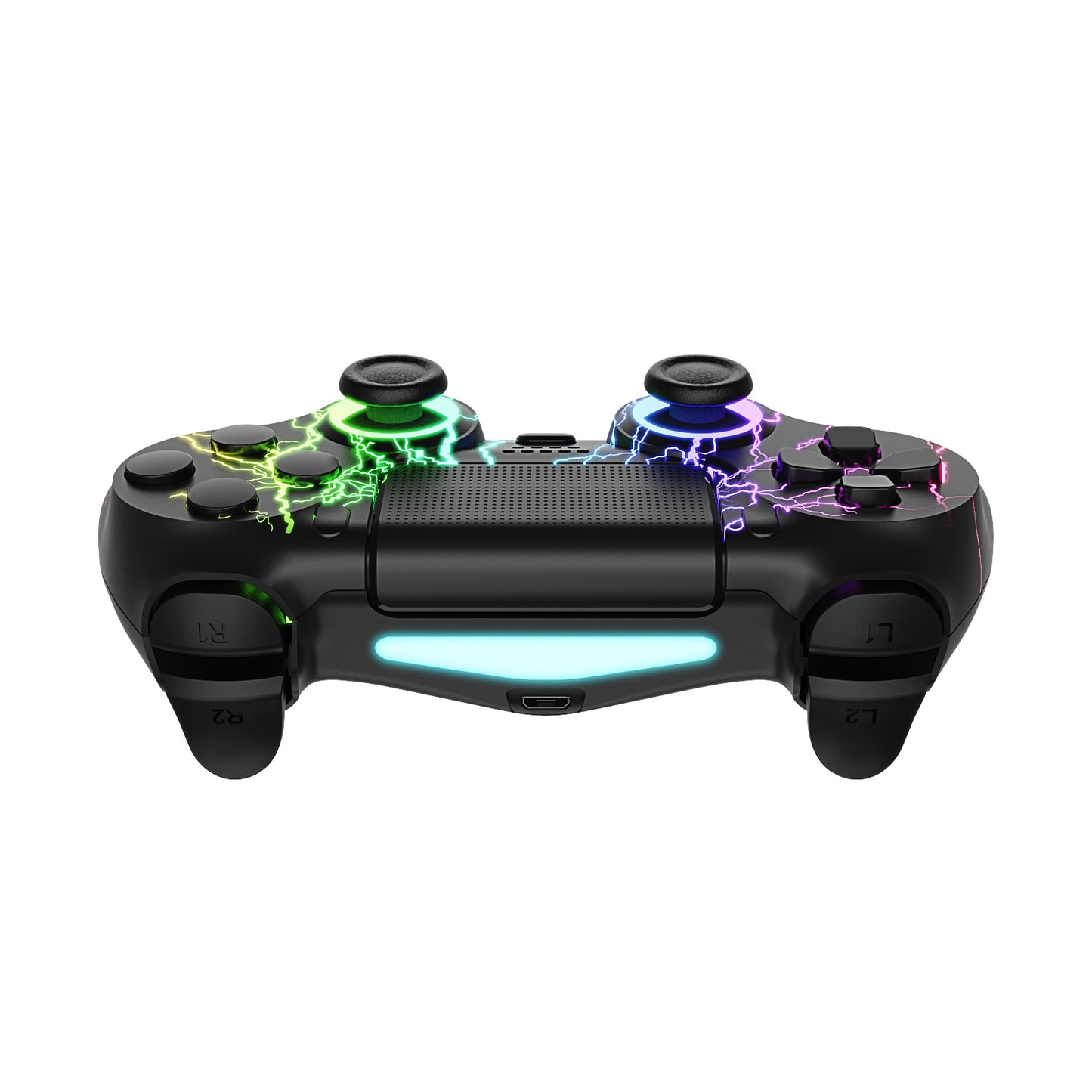for PS4 Wireless Controller – RGB Light, Touchpad, Vibration, 6-Axis Gyro, Anti-Slip Grip | Black Lightning