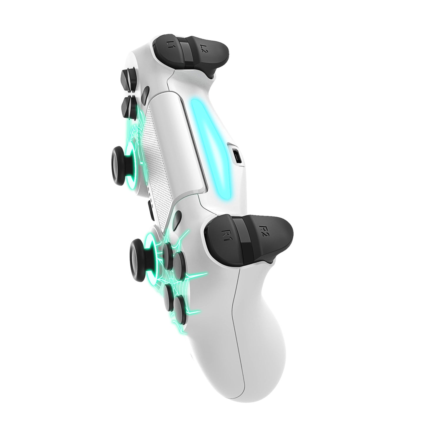 for PS4 Wireless Controller – RGB Light, Touchpad, Vibration, 6-Axis Gyro, Anti-Slip Grip, White Spider