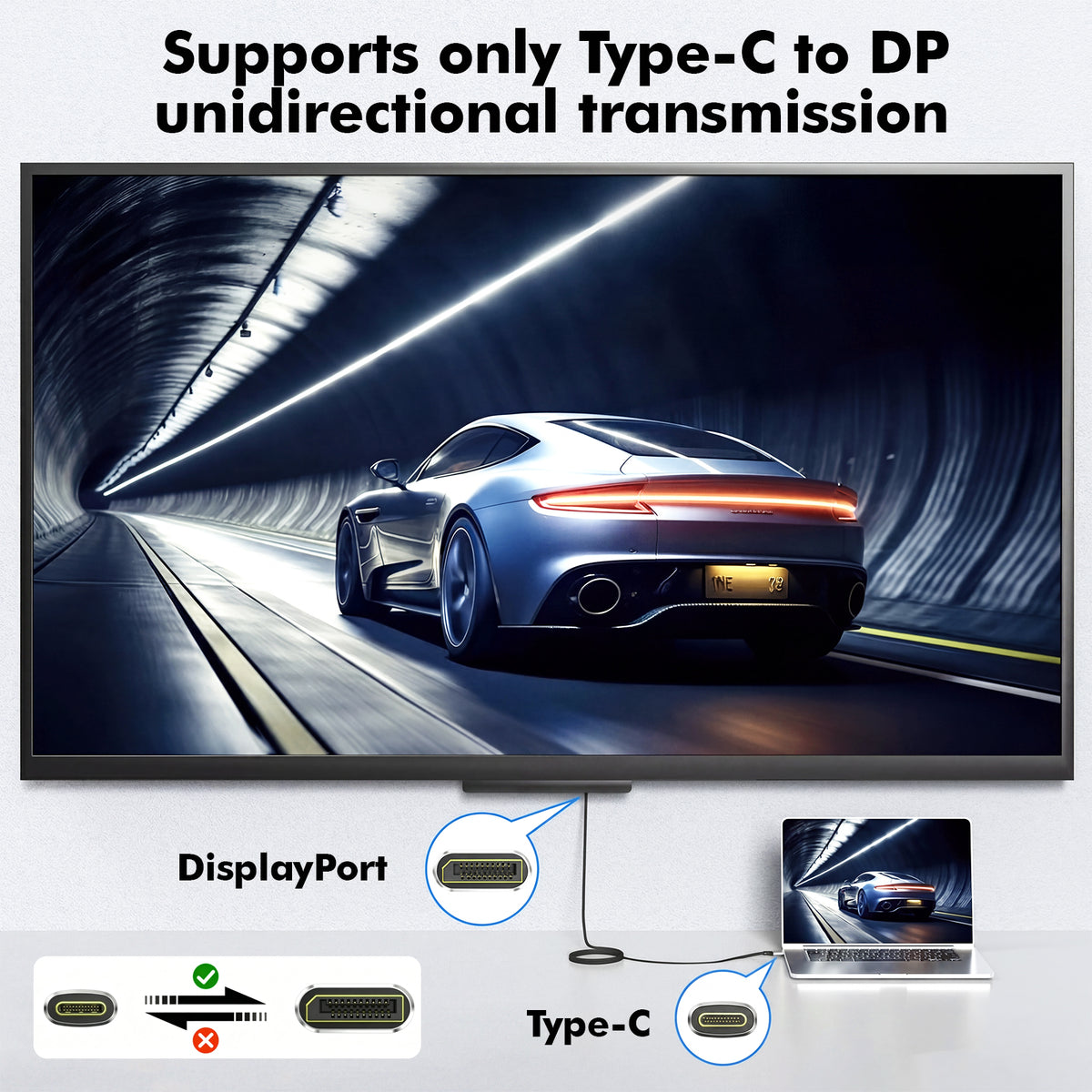 Atzeste 6.56FT USB C to DisplayPort 2.1 Cable, 8K@60Hz UHD Video Output, Thunderbolt 4/3 Compatible Type C to DP Cable for MacBook Pro/Air, iPhone 17/16/15 Series, iPad Pro, Surface, XPS