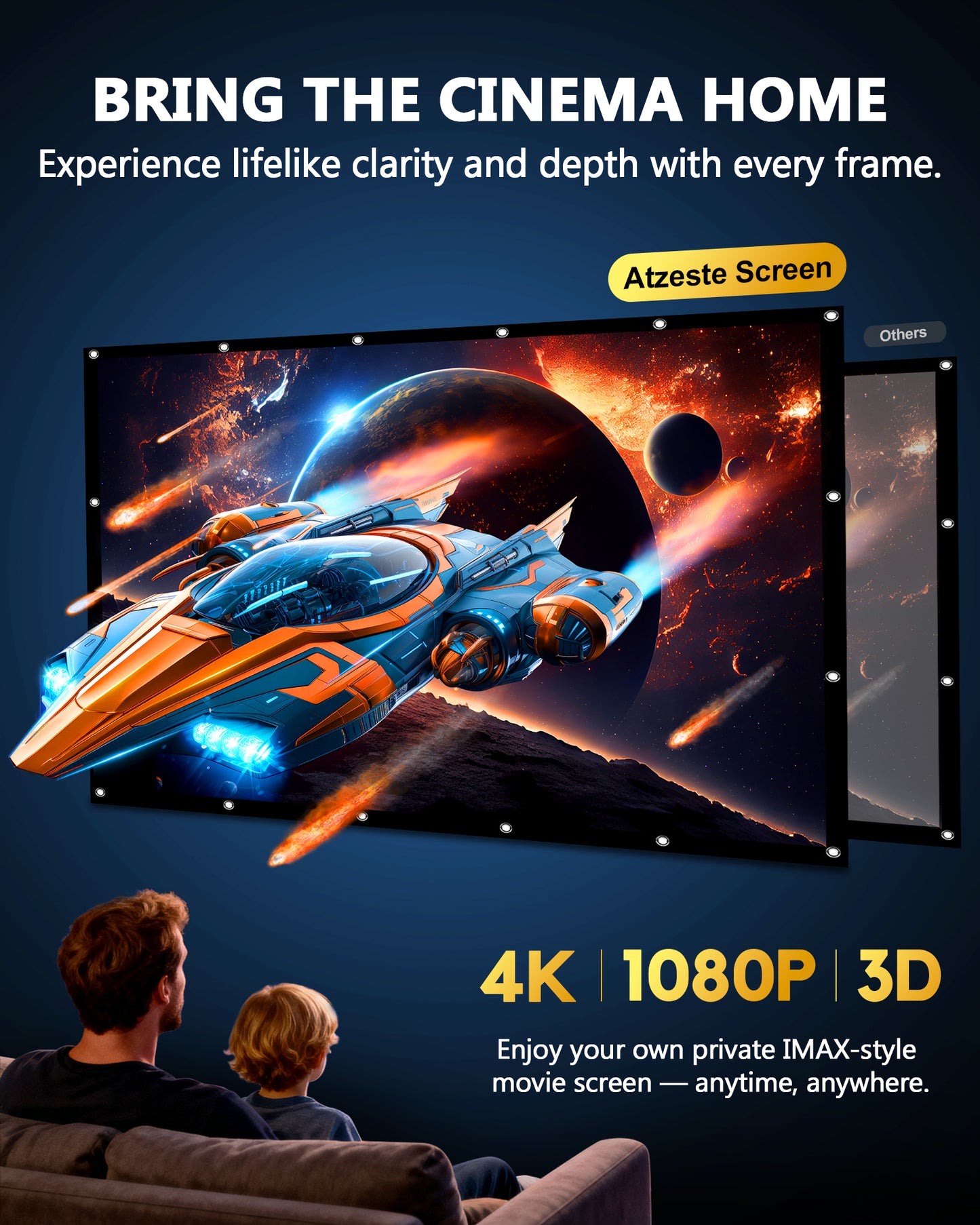 120 inch Projector Screen 16:9, 4K HD Indoor Outdoor Wall Mount Foldable Portable Movie Screens, Anti-Crease Projection Screen for Home Theater