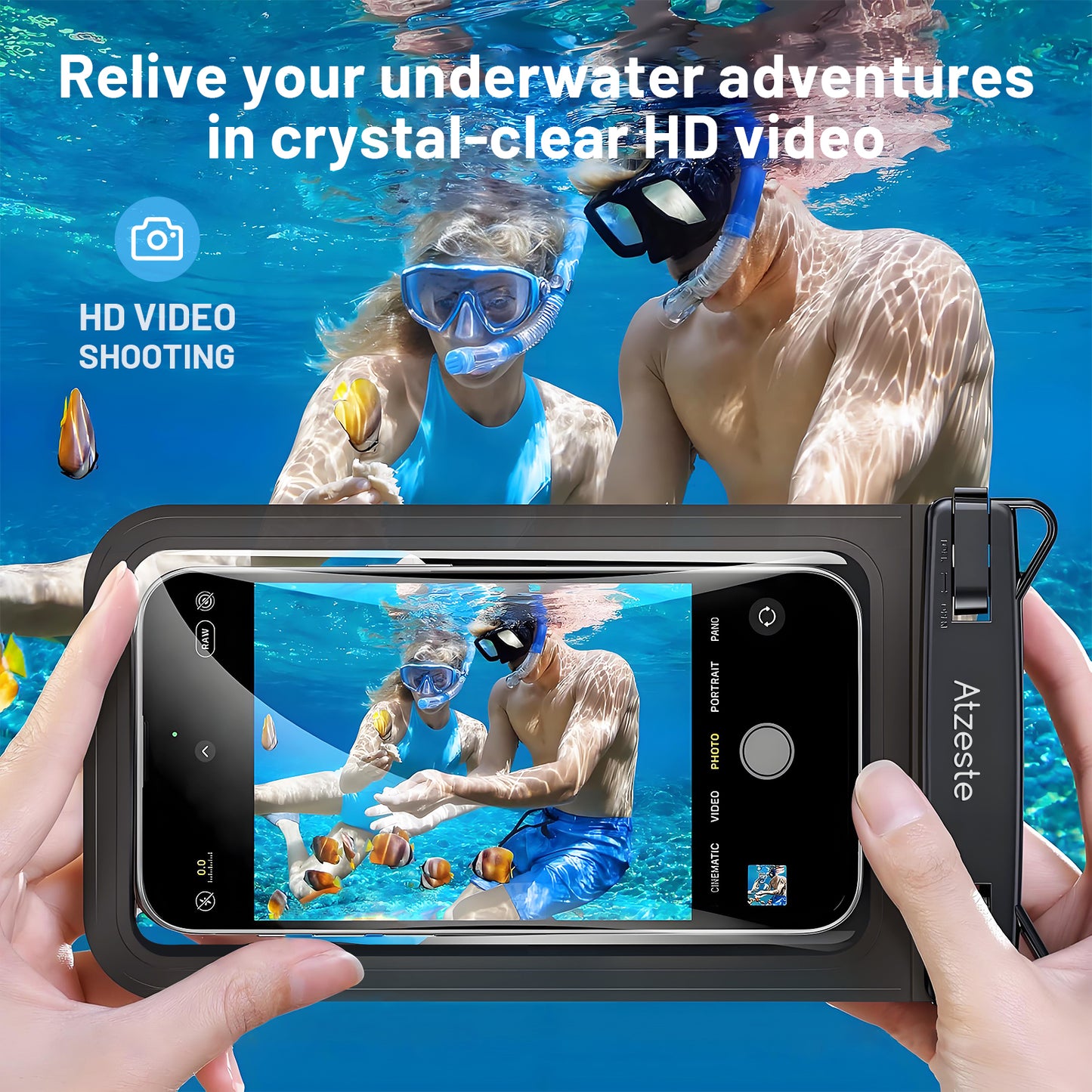 Atzeste Double Space Waterproof Phone Pouch Bag, 2 Pack Waterproof Phone Case Dry Bag for iPhone 16 15 Pro Max Galaxy S23 Pixel 7a up to 7.5‘’, for Beach Vacation Travel Cruise Essentials, Teal