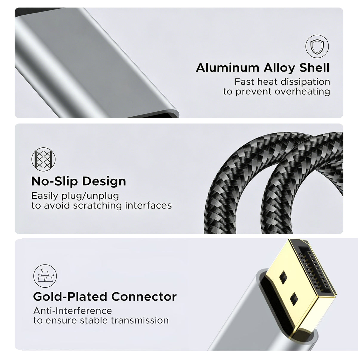 Atzeste 6.56FT USB C to DisplayPort 2.1 Cable, 8K@60Hz UHD Video Output, Thunderbolt 4/3 Compatible Type C to DP Cable for MacBook Pro/Air, iPhone 17/16/15 Series, iPad Pro, Surface, XPS