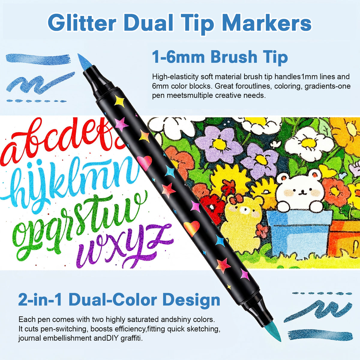 Atzeste 96 Colors Double Line Outline Markers, Self Outlining Glitter Pens Adult Coloring Gel Sparkle Outliner Shimmer, Teen Gifts Drawing Art Supplies Craft Cool Fun Magic Stuff