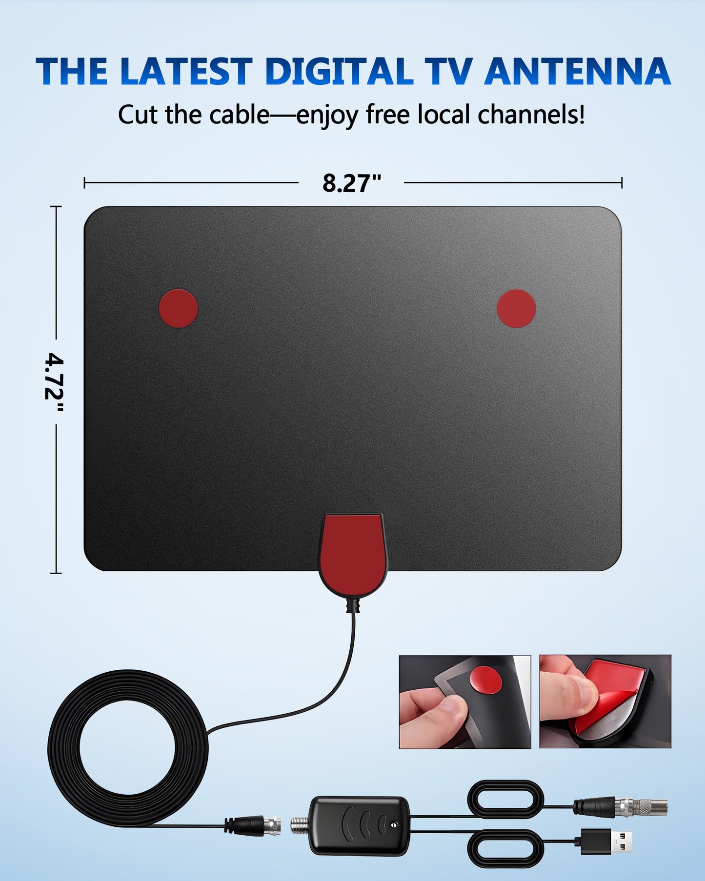 TV Antenna Indoor for Smart TV, Supports 4K 1080p HD TV Antennas for Free Channels, with Amplifier Signal Booster, Long Range Reception for Local Channels