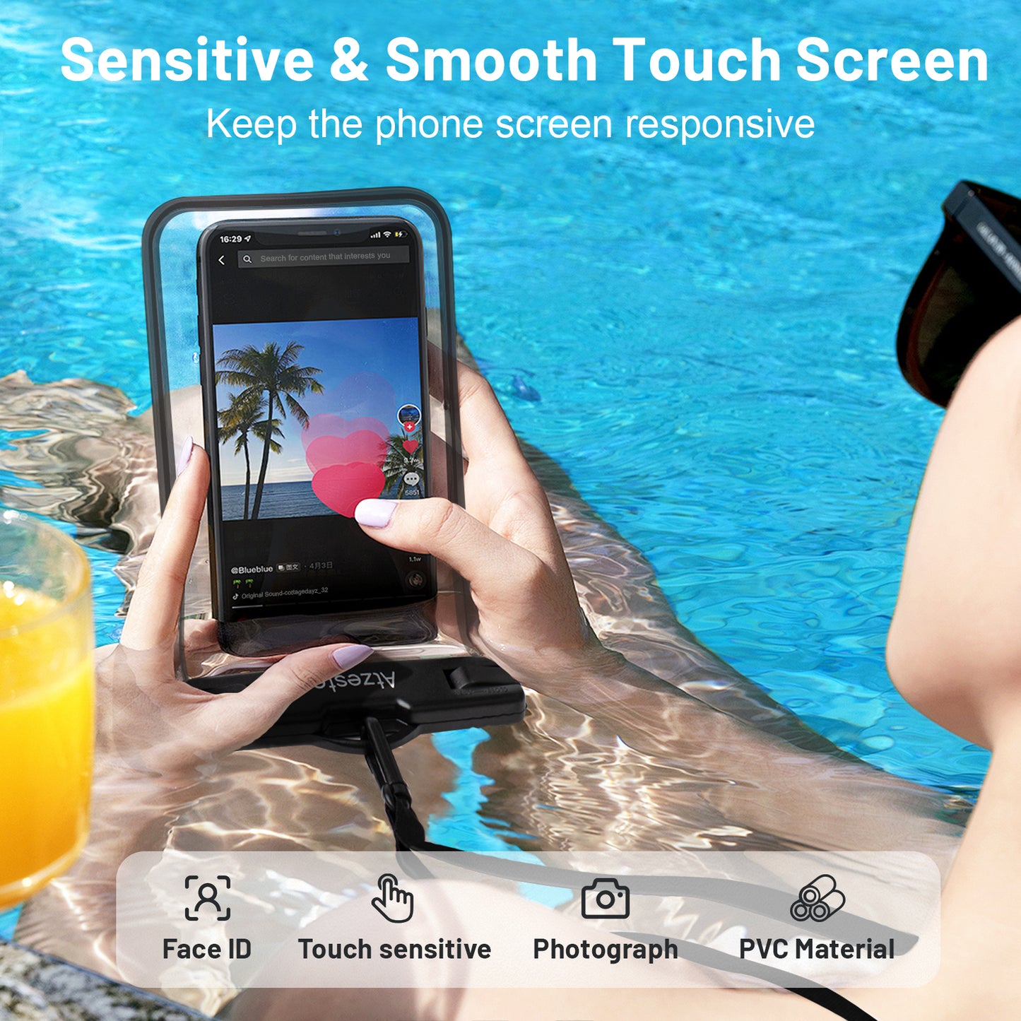 Atzeste Double Space Waterproof Phone Pouch Bag, 2 Pack Waterproof Phone Case Dry Bag for iPhone 16 15 Pro Max Galaxy S23 Pixel 7a up to 7.5‘’, for Beach Vacation Travel Cruise Essentials, Black