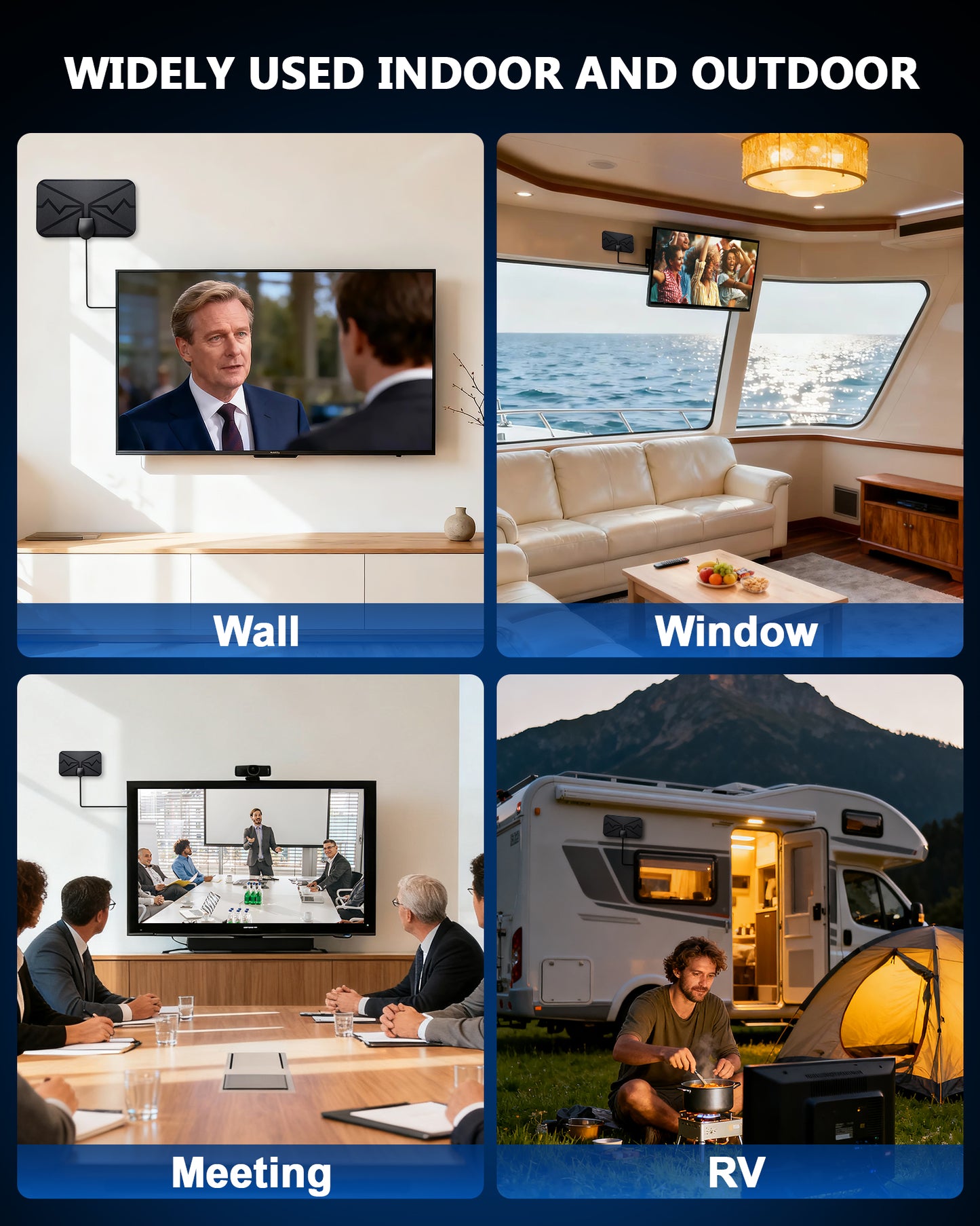 TV Antenna Indoor for Smart TV, Supports 4K 1080p HD TV Antennas for Free Channels, with Amplifier Signal Booster, Long Range Reception for Local Channels