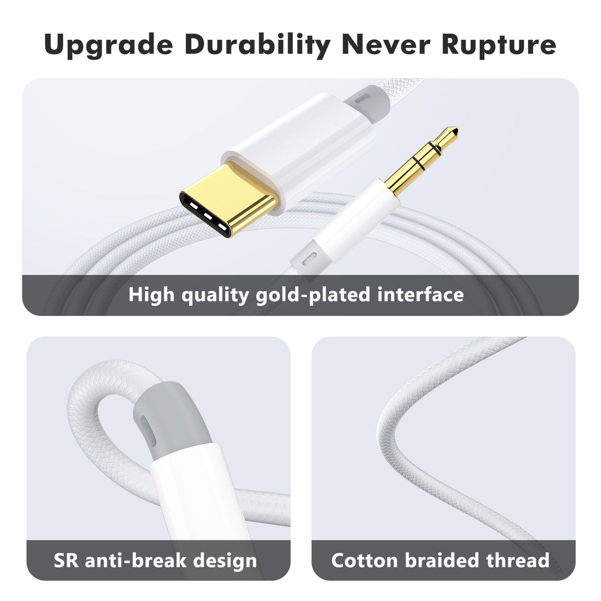 Atzeste 3.5mm AUX Audio Cable, HiFi Stereo Auxiliary Cord with Bluetrum Digital Audio Solution, Gold-Plated Connectors, Nylon Braided, Compatible with Car, Headphones, Speakers, Tablets, Smartphones