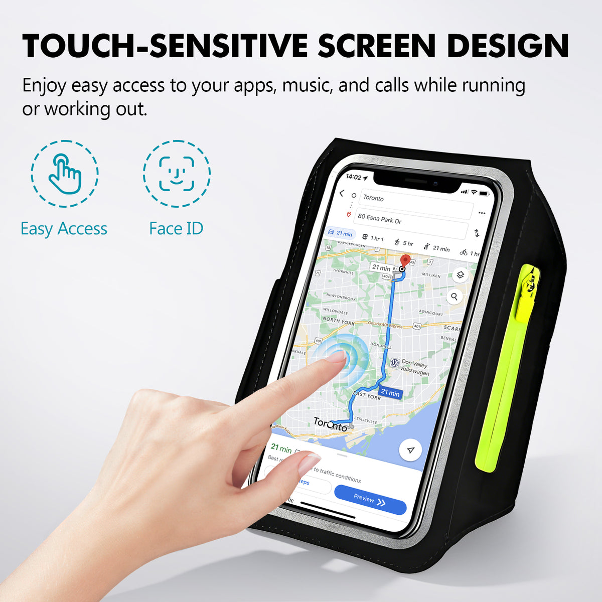 Atzeste Cell Phone Running Armband with Earphone Bag, Sweatproof Arm Band Phone Holder, Fits 6.9" Phones Compatible with iPhone 17 16 15 14 13 12 Pro Max/Plus/XR/XS, Galaxy S25-S22