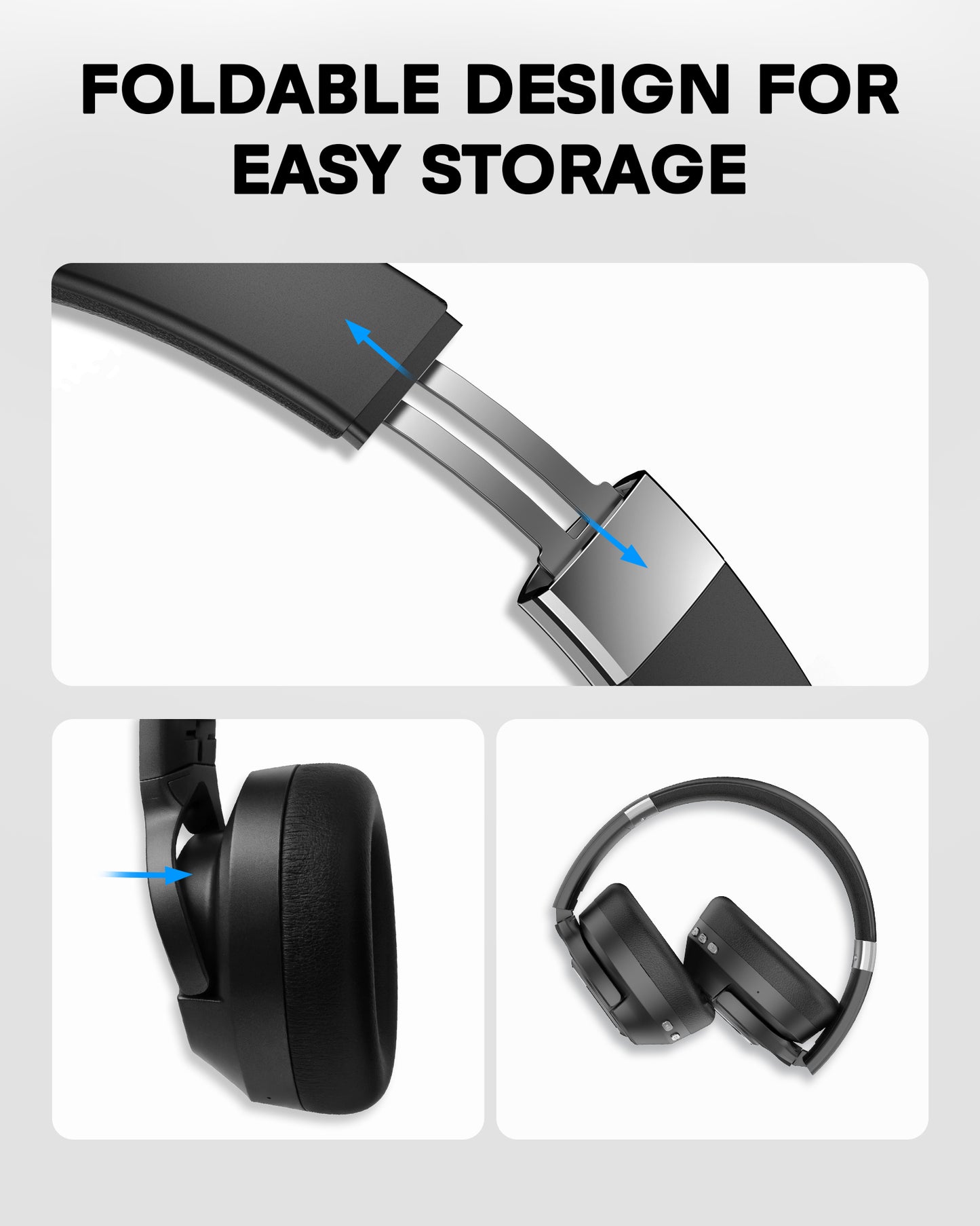 Atzeste Wireless Over-Ear Headphones, Bluetooth 5.4 with ANC & 6-Mic ENC, 80H Playtime, HiFi Stereo, EQ Modes (Pop/Vocal/Bass), Foldable Headset for Music/Gaming/Work/Travel