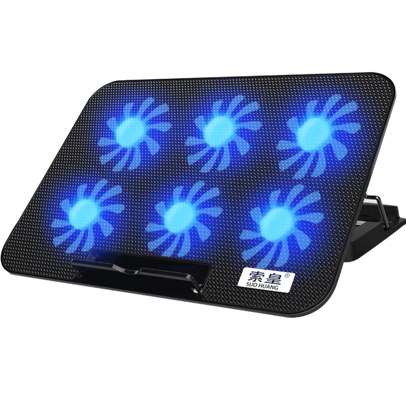 Atzeste Laptop Cooling Pad for Laptops, Laptop Cooler with 6 Quiet Cooling Fans for 12''-17.3'' Laptops, Height Wind Speed Adjustable Laptop Cooling Stand Laptop Accessories, 2 USB Ports, Black